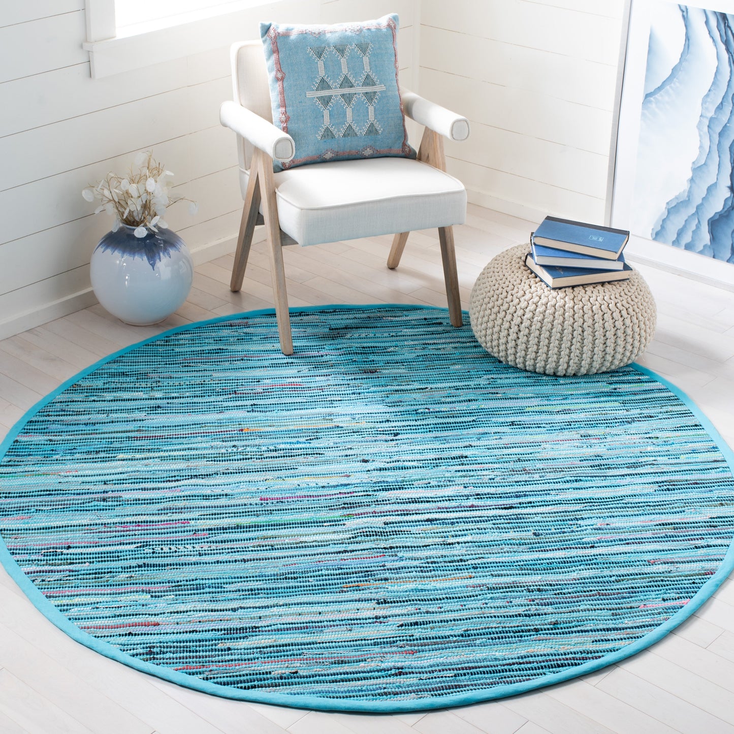 Tapis en coton à rayures fines fait main SAFAVIEH