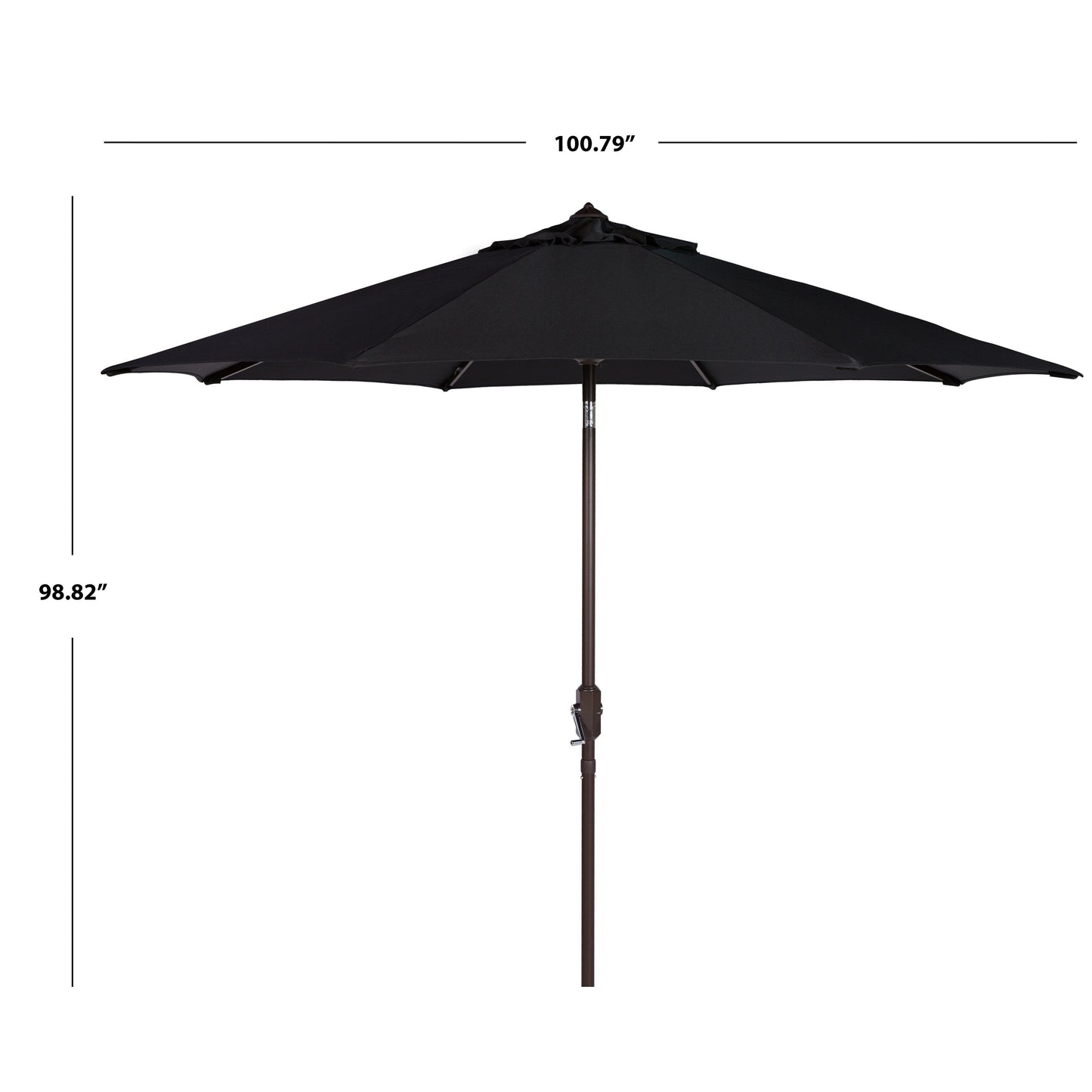 Parasol de terrasse SAFAVIEH Rieta en aluminium, inclinable et à manivelle, 2,74 m (9 pi), base non incluse