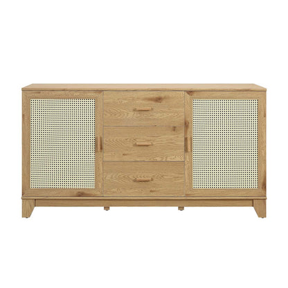 Manhattan Comfort Sheridan 59.05" Modern Cane Sideboard with Adjustable Sheriders - Natural|Desserte moderne Sheridan de Manhattan Comfort de 59,05 po avec roseau et tablettes réglables - naturelle