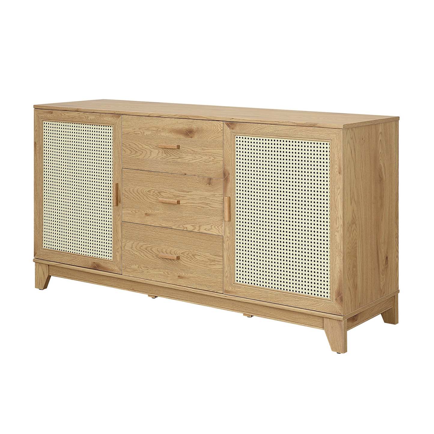 Manhattan Comfort Sheridan 59.05" Modern Cane Sideboard with Adjustable Sheriders - Natural|Desserte moderne Sheridan de Manhattan Comfort de 59,05 po avec roseau et tablettes réglables - naturelle