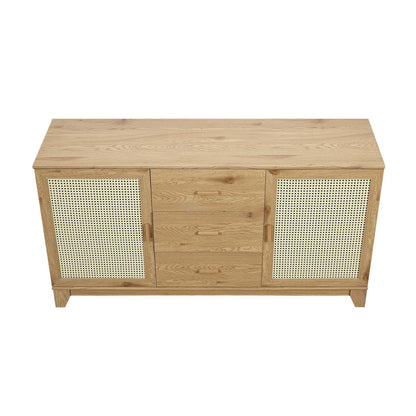Manhattan Comfort Sheridan 59.05" Modern Cane Sideboard with Adjustable Sheriders - Natural|Desserte moderne Sheridan de Manhattan Comfort de 59,05 po avec roseau et tablettes réglables - naturelle