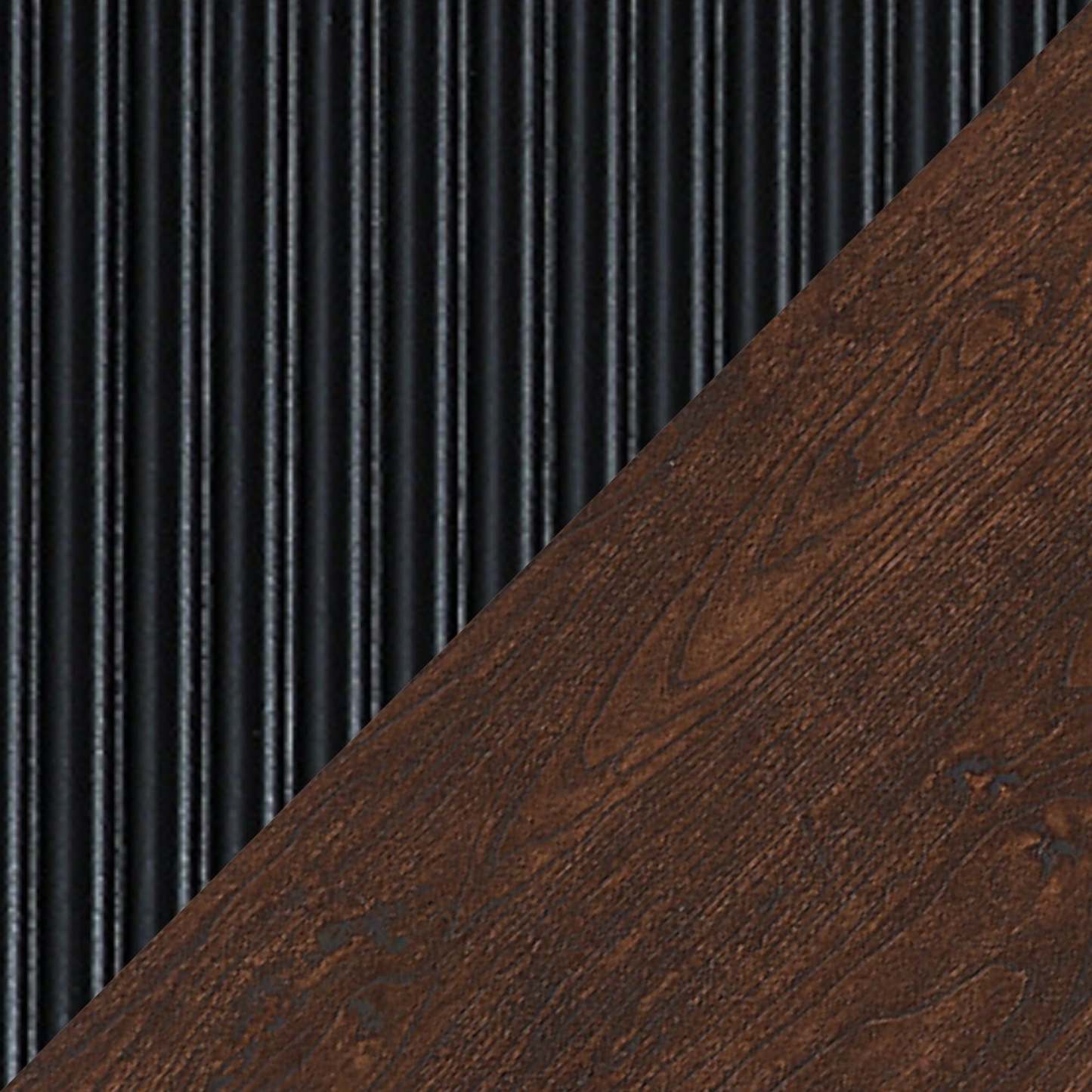 Manhattan Comfort Duane 59.05" Buffet moderne nervuré avec étagères réglables - Brun foncé et noir | Desserte moderne Duane de Manhattan Comfort de 59,05 po avec cannelures et tablettes réglables - brun foncé et noire