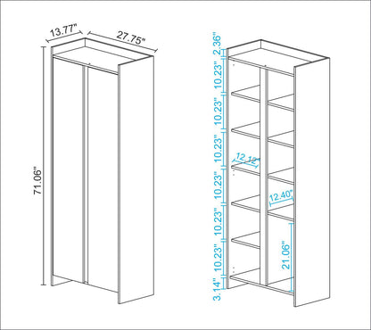 Manhattan Comfort Mid-Century Modern Ratzer Storage Cabinet with 11 Shelves - White &amp; Brown|Armoire de rangement Ratzer de Manhattan Comfort de style moderne du milieu du 20e siècle avec 11 tablettes - blanche et brune