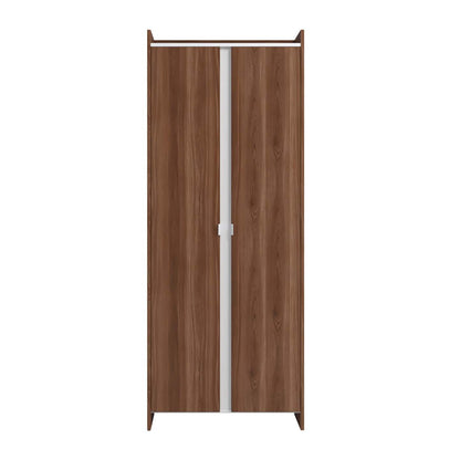 Manhattan Comfort Mid-Century Modern Ratzer Storage Cabinet with 11 Shelves - Brown &amp; White|Armoire de rangement Ratzer de Manhattan Comfort de style moderne du milieu du 20e siècle avec 11 tablettes - brune et blanche