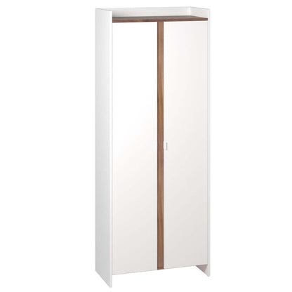 Manhattan Comfort Mid-Century Modern Ratzer Storage Cabinet with 11 Shelves - White &amp; Brown|Armoire de rangement Ratzer de Manhattan Comfort de style moderne du milieu du 20e siècle avec 11 tablettes - blanche et brune