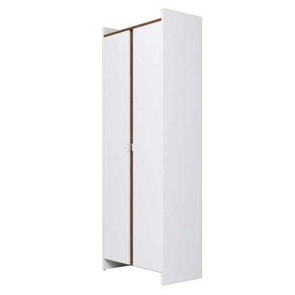 Manhattan Comfort Mid-Century Modern Ratzer Storage Cabinet with 11 Shelves - White &amp; Brown|Armoire de rangement Ratzer de Manhattan Comfort de style moderne du milieu du 20e siècle avec 11 tablettes - blanche et brune