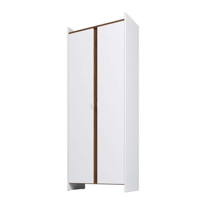 Manhattan Comfort Mid-Century Modern Ratzer Storage Cabinet with 11 Shelves - White &amp; Brown|Armoire de rangement Ratzer de Manhattan Comfort de style moderne du milieu du 20e siècle avec 11 tablettes - blanche et brune