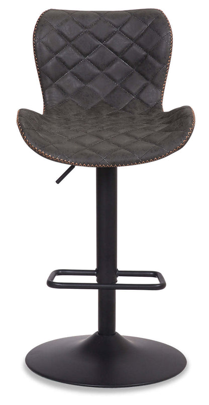 Tabouret de bar Seth avec siège pivotant et réglable, tissu en cuir végétalien, métal - Gris | Tabouret de bar Seth en tissu de cuir végétalien et en métal avec siège pivotant et réglable - gris