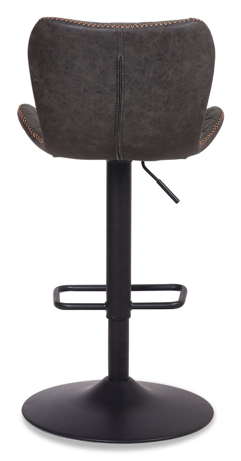 Tabouret de bar Seth avec siège pivotant et réglable, tissu en cuir végétalien, métal - Gris | Tabouret de bar Seth en tissu de cuir végétalien et en métal avec siège pivotant et réglable - gris