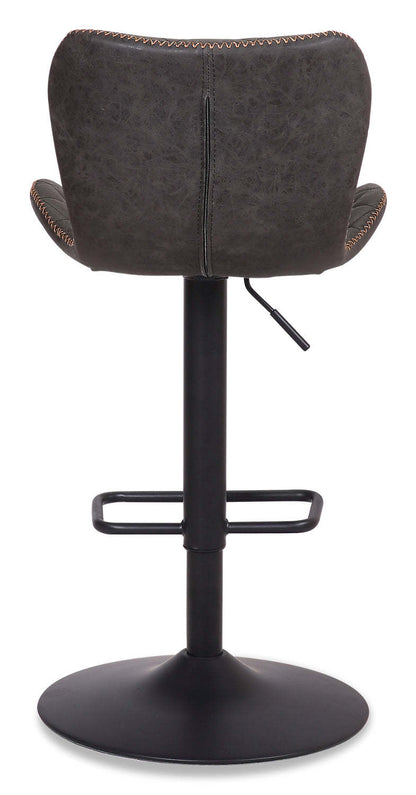 Tabouret de bar Seth avec siège pivotant et réglable, tissu en cuir végétalien, métal - Gris | Tabouret de bar Seth en tissu de cuir végétalien et en métal avec siège pivotant et réglable - gris