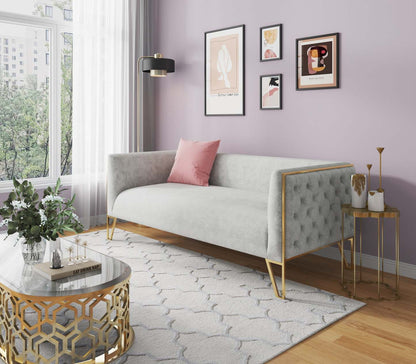Canapé Vector de Manhattan Comfort de 81,5 po en velours - gris et doré