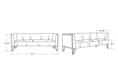 Canapé Vector de Manhattan Comfort de 81,5 po en velours - gris et doré