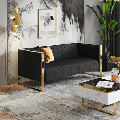 Sofa Trillium de Manhattan Comfort de 83,07 po - noir et doré