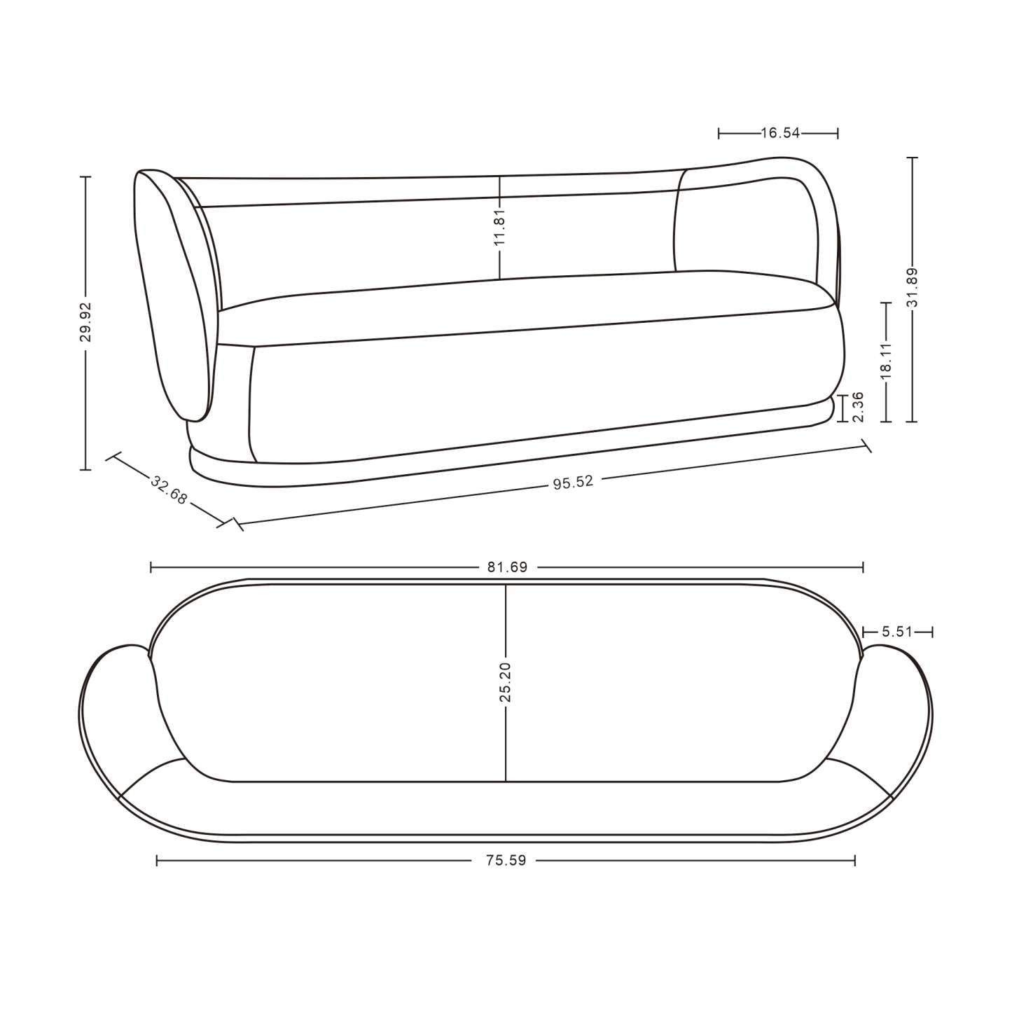 Sofa contemporain Siri de Manhattan Comfort de 92,52 po en lin tissé avec coussins - blé
