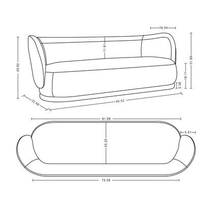 Sofa contemporain Siri de Manhattan Comfort de 92,52 po en lin tissé avec coussins - blé