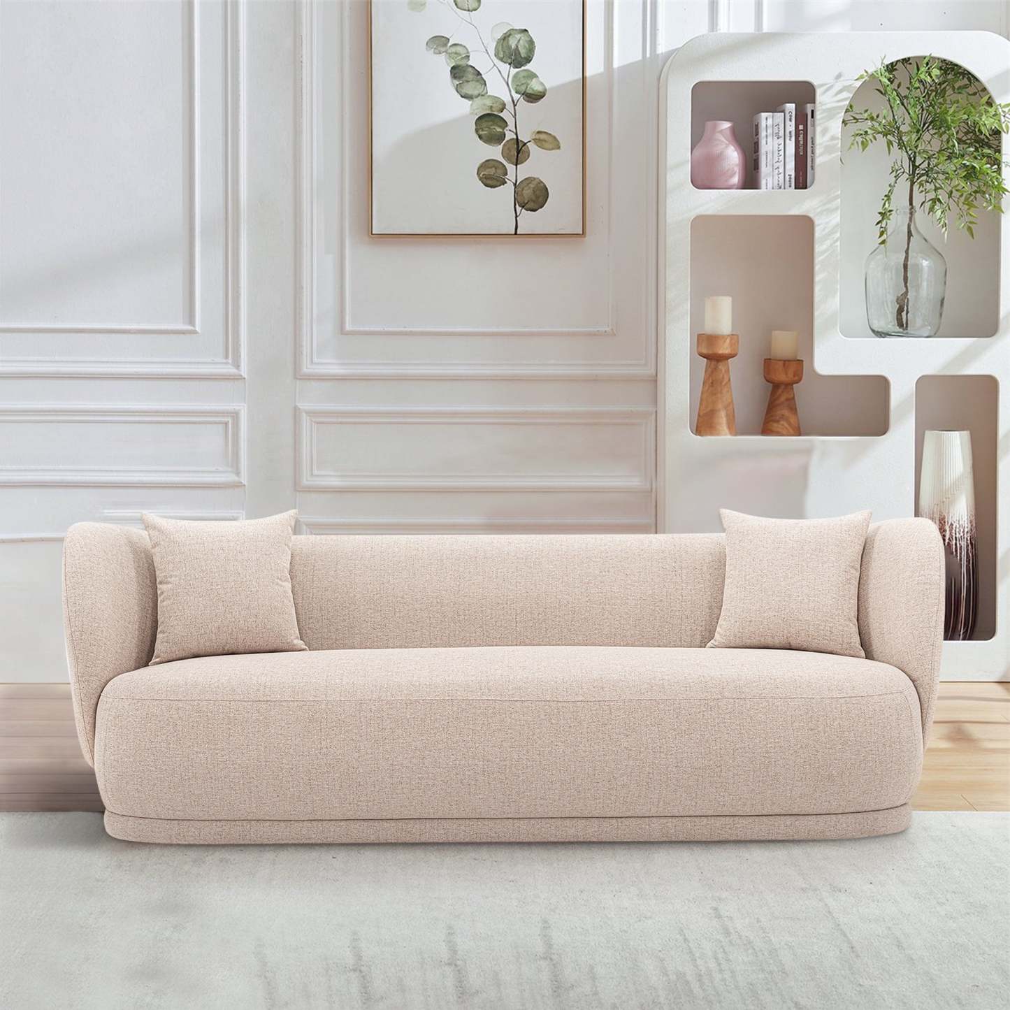 Sofa contemporain Siri de Manhattan Comfort de 92,52 po en lin tissé avec coussins - blé