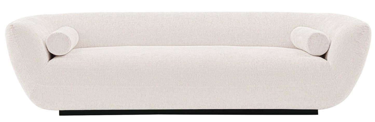 Canapé contemporain Ulka de Manhattan Comfort en chenille avec coussins - crème