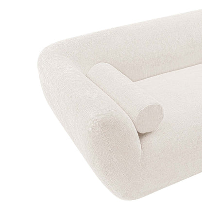 Canapé contemporain Ulka de Manhattan Comfort en chenille avec coussins - crème