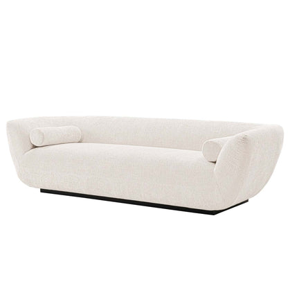 Canapé contemporain Ulka de Manhattan Comfort en chenille avec coussins - crème