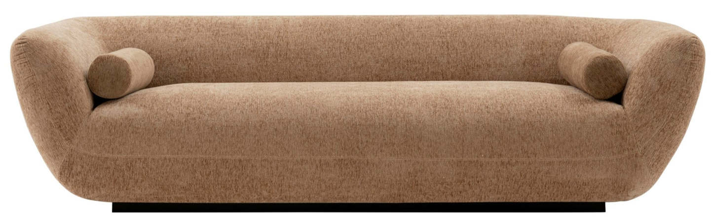 Sofa contemporain Ulka de Manhattan Comfort en chenille avec coussins - brun clair