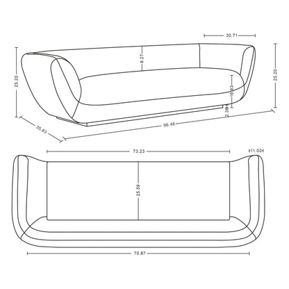 Canapé contemporain Ulka de Manhattan Comfort en chenille avec coussins - crème