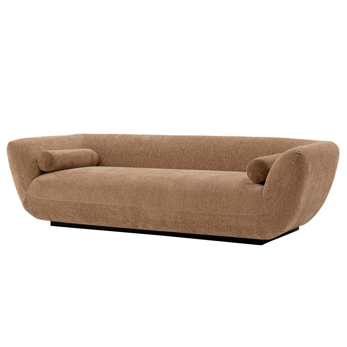 Sofa contemporain Ulka de Manhattan Comfort en chenille avec coussins - brun clair