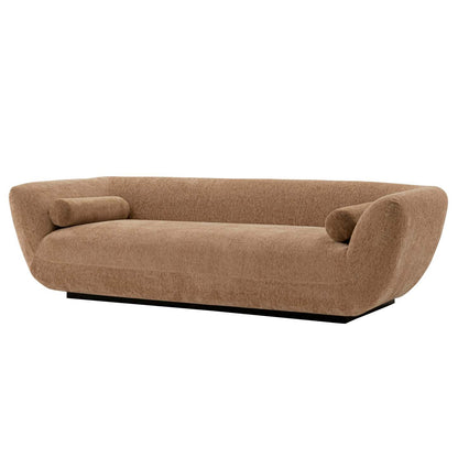 Sofa contemporain Ulka de Manhattan Comfort en chenille avec coussins - brun clair