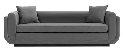 Canapé contemporain Edmonda de Manhattan Comfort en velours avec coussins - gris foncé