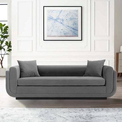 Canapé contemporain Edmonda de Manhattan Comfort en velours avec coussins - gris foncé