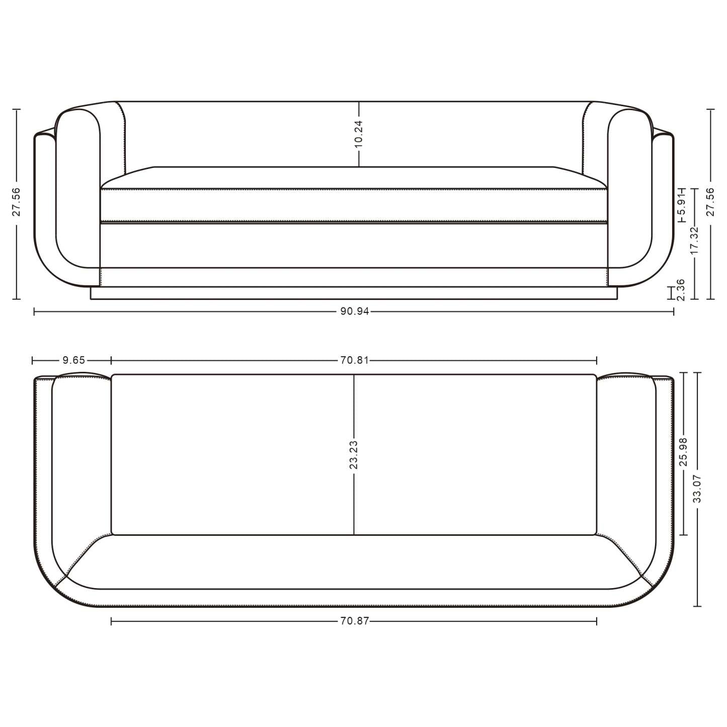 Canapé contemporain Edmonda de Manhattan Comfort en velours avec coussins - bleu saphir