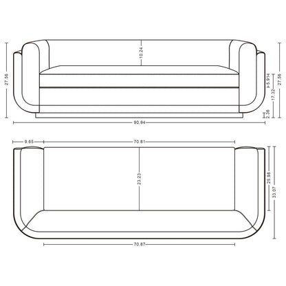 Canapé contemporain Edmonda de Manhattan Comfort en velours avec coussins - gris foncé