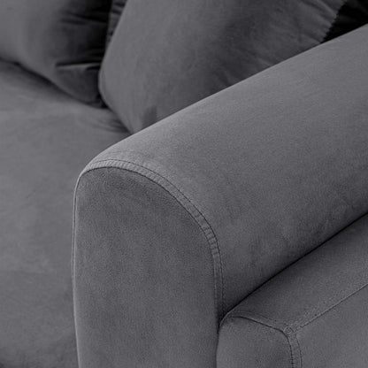 Canapé contemporain Edmonda de Manhattan Comfort en velours avec coussins - gris foncé