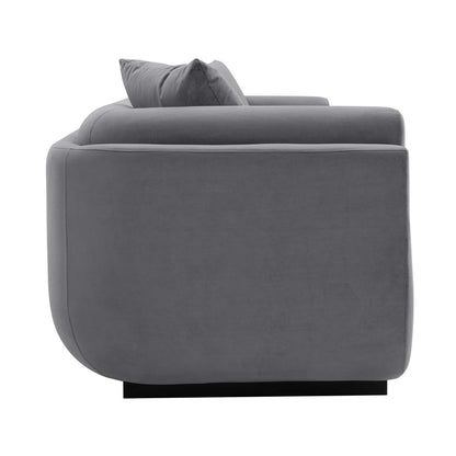 Canapé contemporain Edmonda de Manhattan Comfort en velours avec coussins - gris foncé