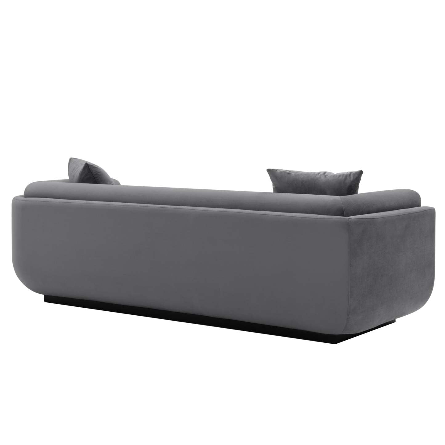Canapé contemporain Edmonda de Manhattan Comfort en velours avec coussins - gris foncé