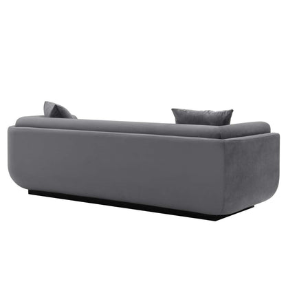 Canapé contemporain Edmonda de Manhattan Comfort en velours avec coussins - gris foncé