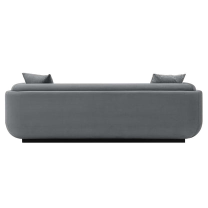 Canapé contemporain Edmonda de Manhattan Comfort en velours avec coussins - gris foncé