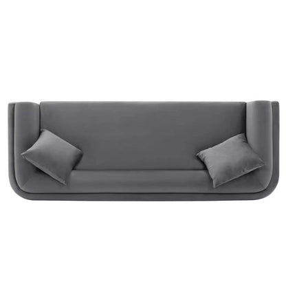Canapé contemporain Edmonda de Manhattan Comfort en velours avec coussins - gris foncé