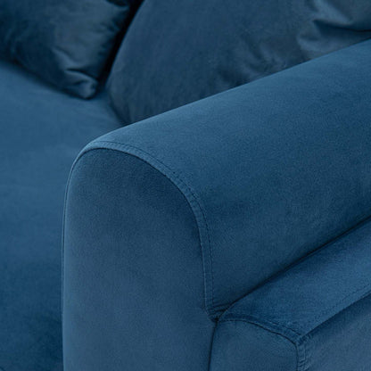 Canapé contemporain Edmonda de Manhattan Comfort en velours avec coussins - bleu saphir