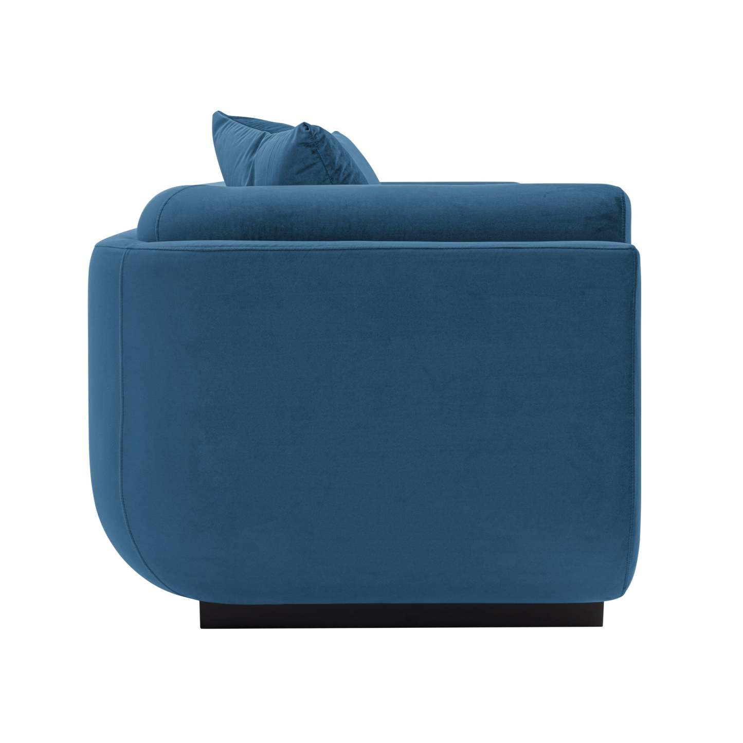 Canapé contemporain Edmonda de Manhattan Comfort en velours avec coussins - bleu saphir