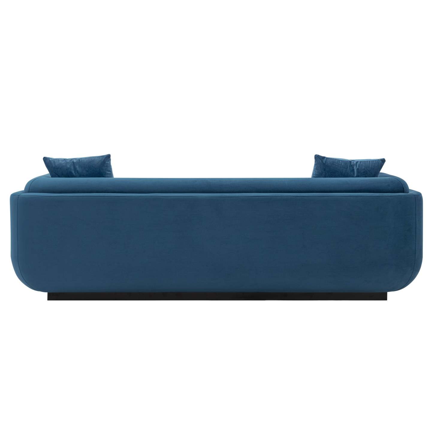 Canapé contemporain Edmonda de Manhattan Comfort en velours avec coussins - bleu saphir