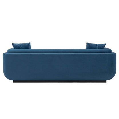 Canapé contemporain Edmonda de Manhattan Comfort en velours avec coussins - bleu saphir