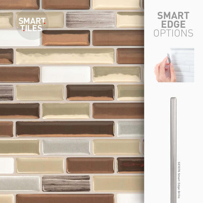 Smart Tiles peler et coller 4 feuilles 10 x 9 dosseret - Muretto Durango|Smart Tiles Peel and Stick 10 x 9, 4 feuilles - Muretto Durango