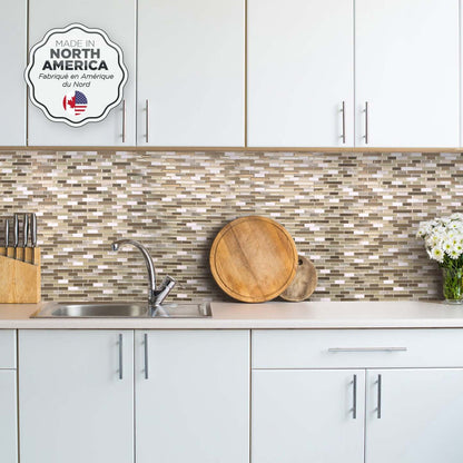 Smart Tiles peler et coller 4 feuilles 10 x 9 dosseret - Muretto Durango|Smart Tiles Peel and Stick 10 x 9, 4 feuilles - Muretto Durango