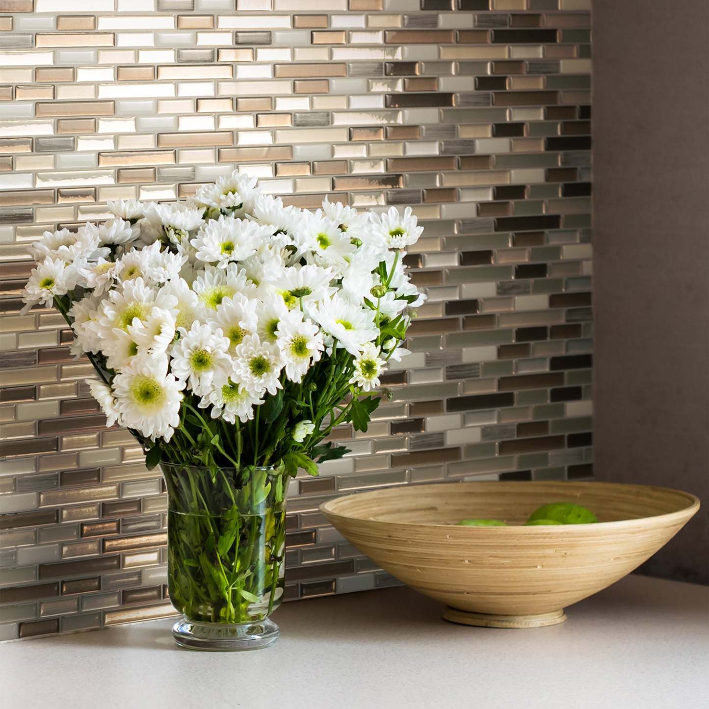 Smart Tiles peler et coller 4 feuilles 10 x 9 dosseret - Muretto Durango|Smart Tiles Peel and Stick 10 x 9, 4 feuilles - Muretto Durango