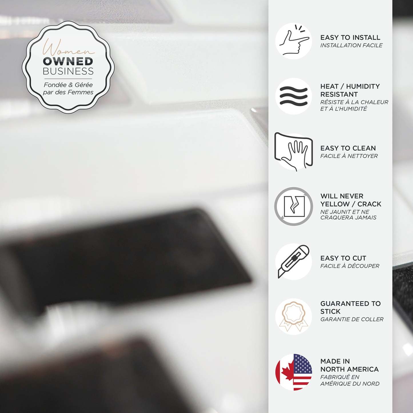 Dosseret Smart Tiles Peel and Stick 4 feuilles 10 x 9 - Muretto Alaska