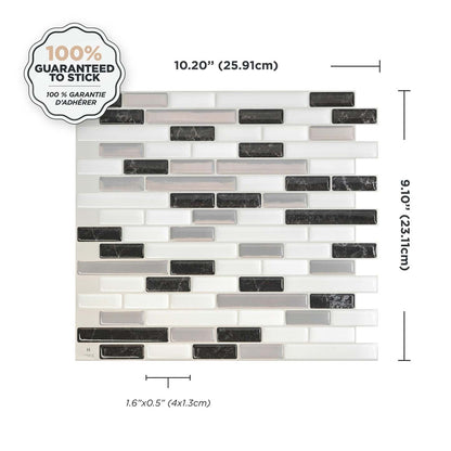 Dosseret Smart Tiles Peel and Stick 4 feuilles 10 x 9 - Muretto Alaska