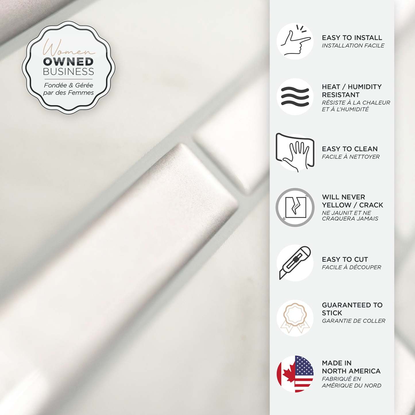 Dosseret Smart Tiles Peel and Stick 4 feuilles 12 x 10 - Milano Carrera|Dosseret Smart Tiles peler et coller 12 x 10, 4 feuilles - Milano Carrera