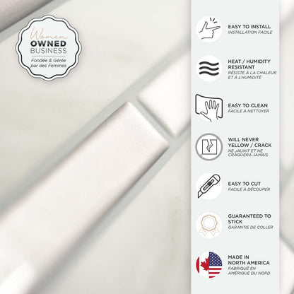 Dosseret Smart Tiles Peel and Stick 4 feuilles 12 x 10 - Milano Carrera|Dosseret Smart Tiles peler et coller 12 x 10, 4 feuilles - Milano Carrera