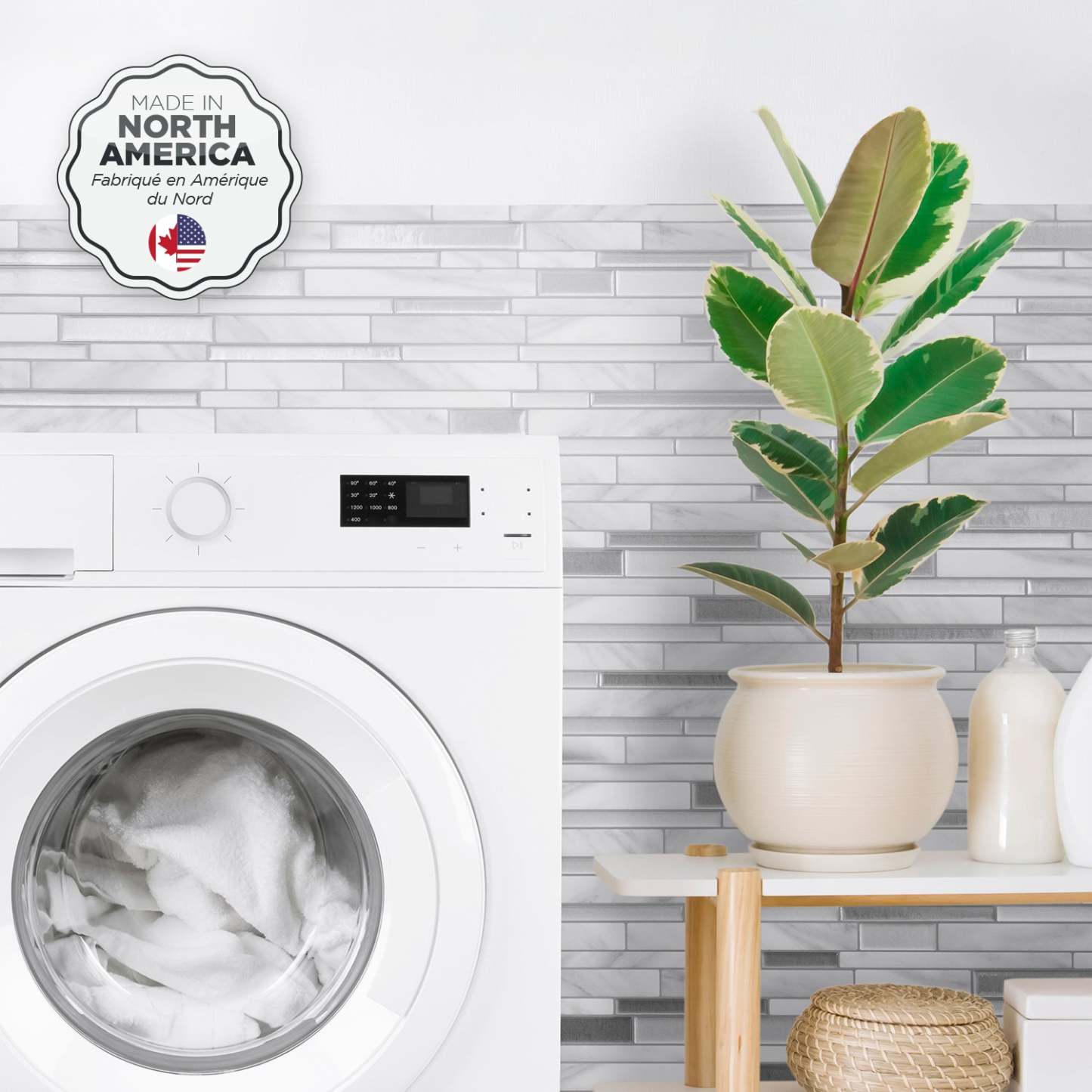 Dosseret Smart Tiles Peel and Stick 4 feuilles 12 x 10 - Milano Carrera|Dosseret Smart Tiles peler et coller 12 x 10, 4 feuilles - Milano Carrera