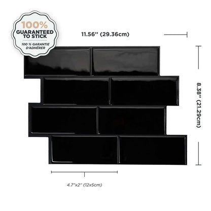 Smart Tiles peler et coller 4 feuilles 12 x 9 Dosseret - Metro Nero